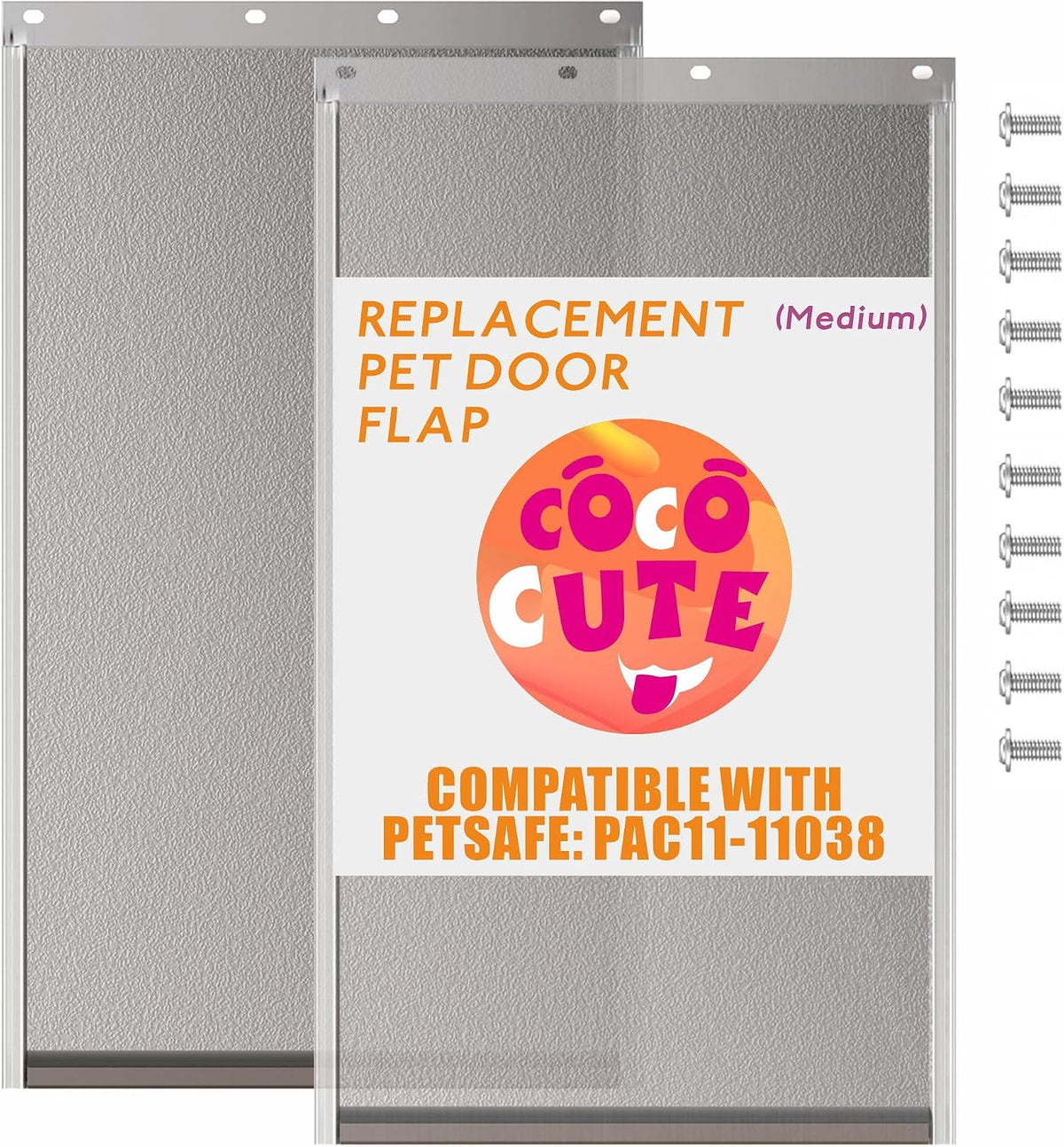 2-Pack Medium Dog Door Replacement Flaps with Screws – Essentials for Dogs - Medium*2