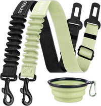 COOYOO Dog Seat Belt,3 Piece Set Retractable Dog Car Adjustable Seatbelts for Vehicle Nylon Pet Safety Heavy Duty & Elastic & Durable Car Harness for Dogs