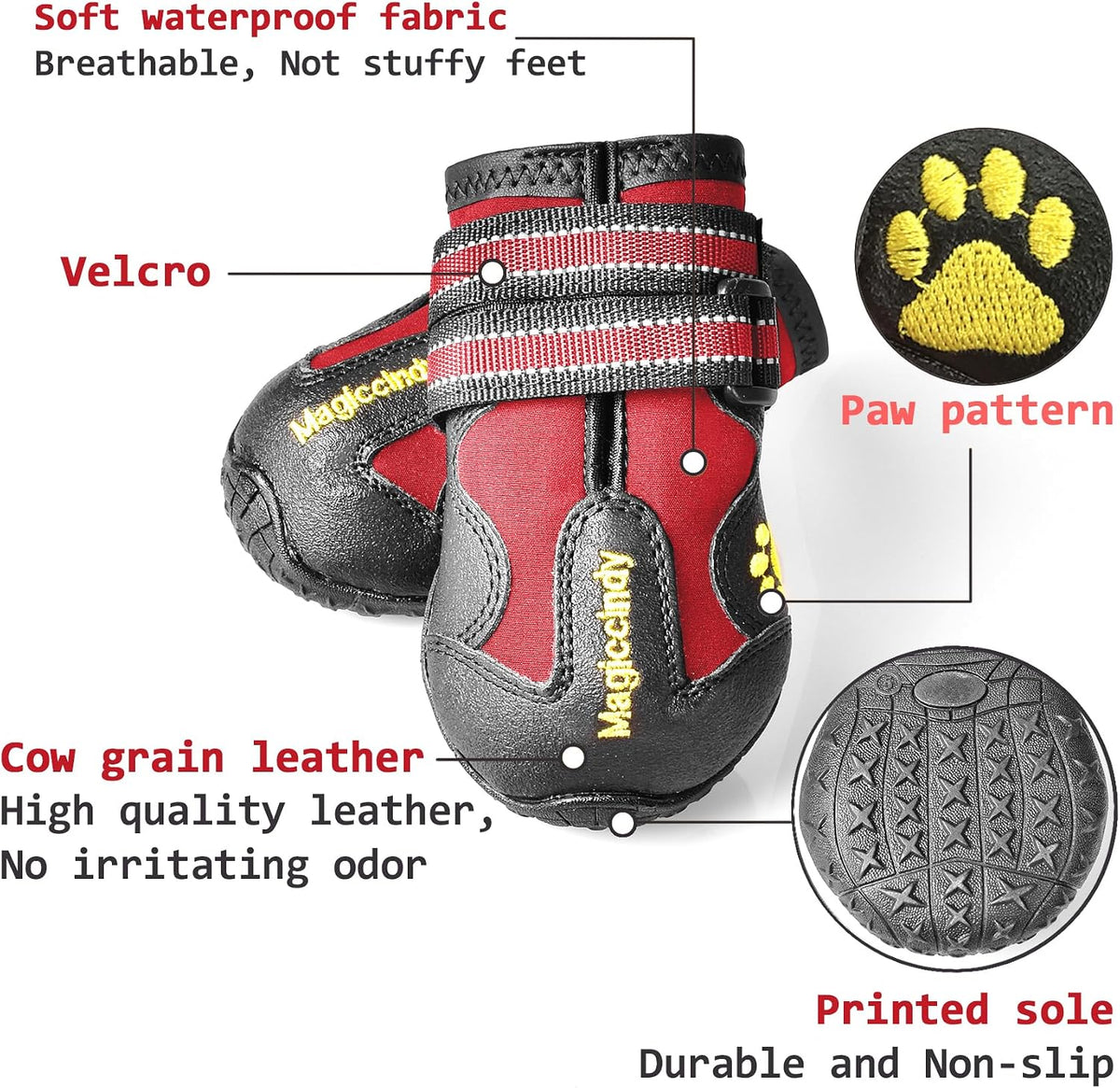 XSY&G Dog Shoes for Hot Pavement - Size 5 / Red - image 2