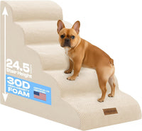 Miorun Dog Stairs for High Beds - Beige / 5.0 / Stairs 24.5"H