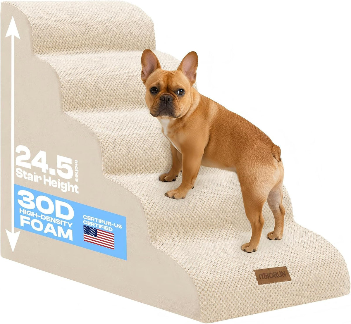 Miorun Dog Stairs for High Beds - Beige / 5.0 / Stairs 24.5"H