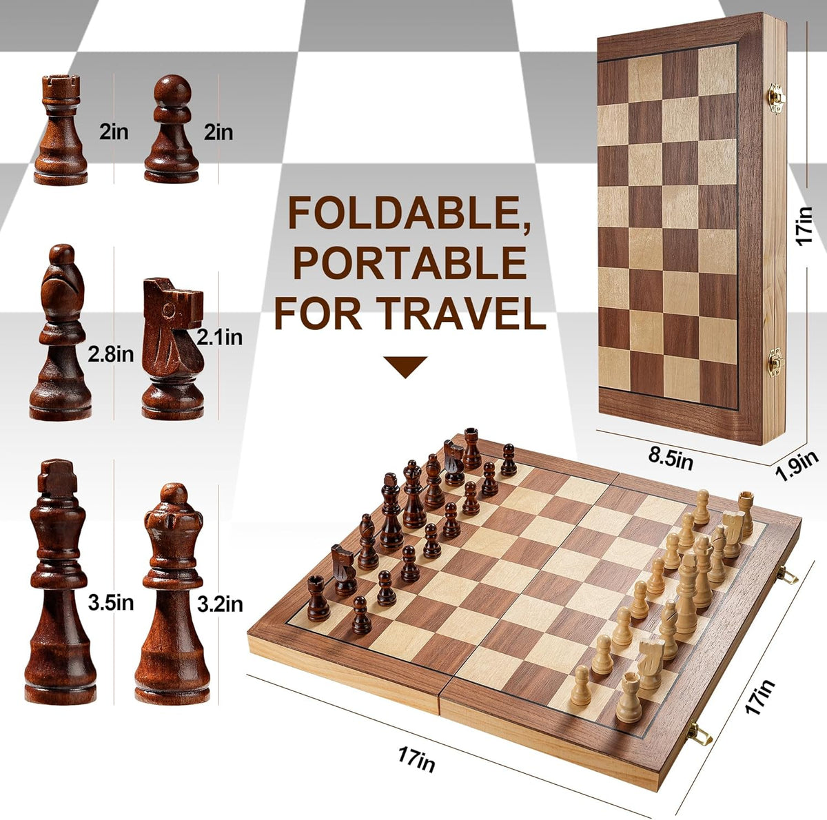 17 Inch Large Chess Set for Adults & Kids - 17 inches - image 2