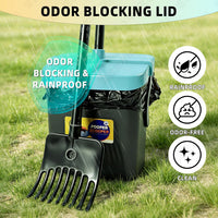 46" Pooper Scooper Swivel Bin & Rake for Large Small Dogs with Bag - Blue - image 4