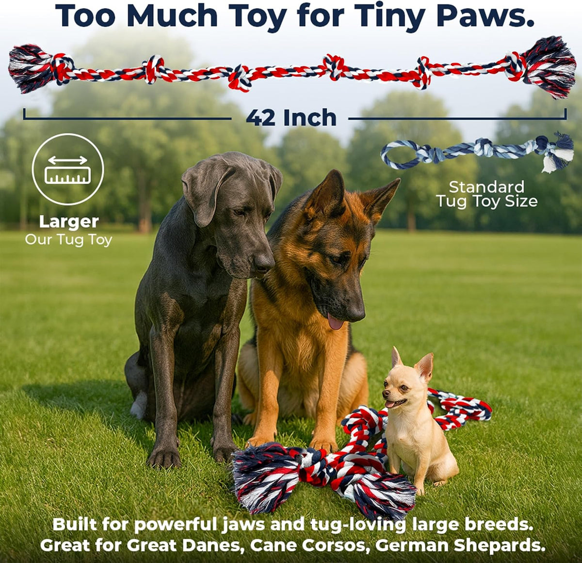 Pacific Pups Products Giant Dog Rope Toy - Red / 2 Pack - image 4
