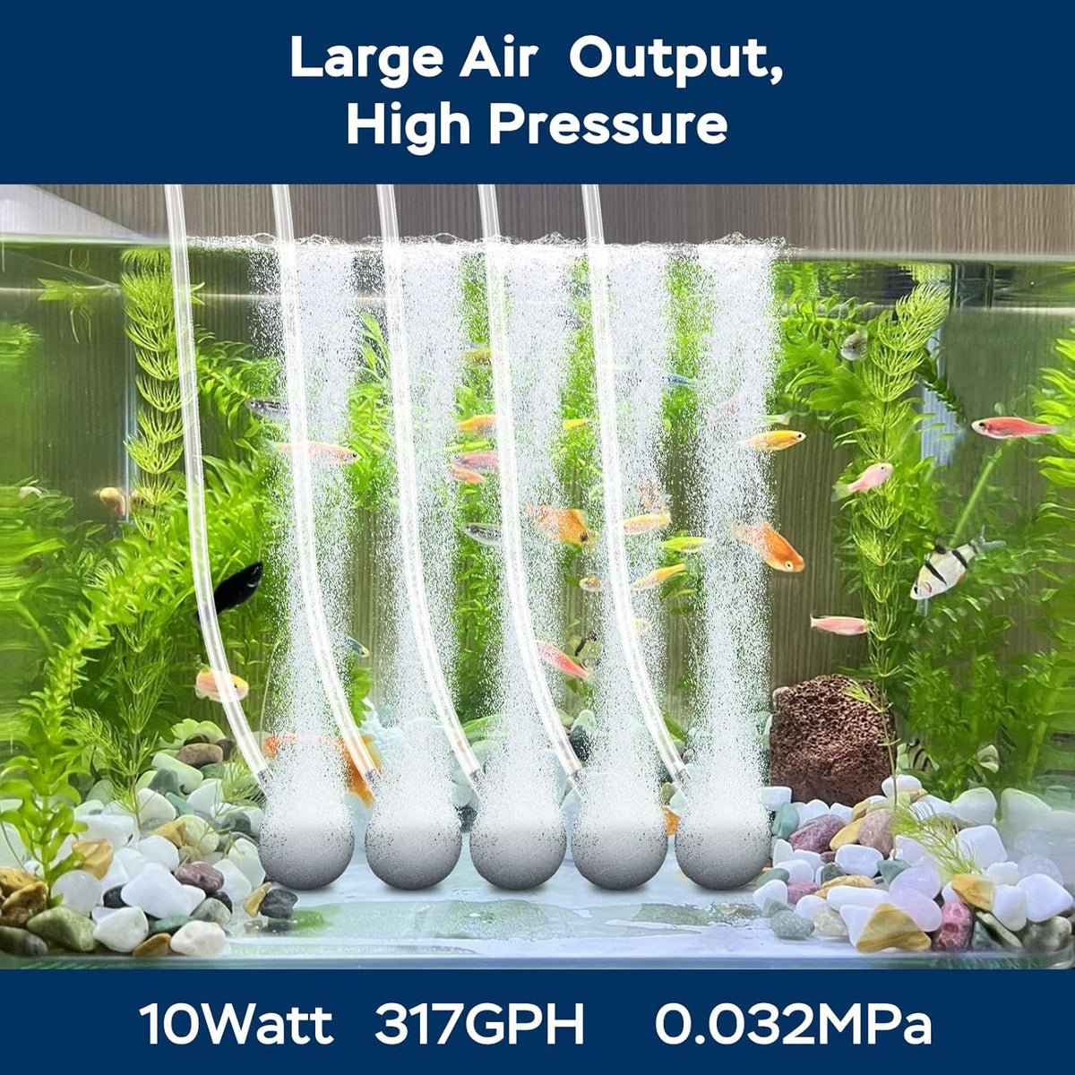AquaMiracle Aquarium Air Pump 3W/6W/10W - For Tanks up to 300 Gal - image 2