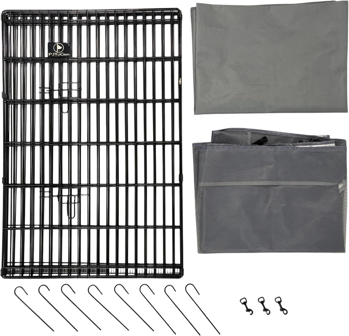 Puppy Playpen with Bottom Pad and Door, 8 Panels 24" H - Gray / Medium Pen: 36-Inch High / Playpen+Bottom+Top Cover - image 3