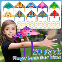Tcvents mini finger launcher kites for kids with rubber band launchers in bright prints - view 8