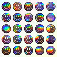50PCS Smile Face Stickers Cute Water Bottle Stickers for Kids – Fun for Kids & Family - 50pcs Holographic Neon Stickers - image 2