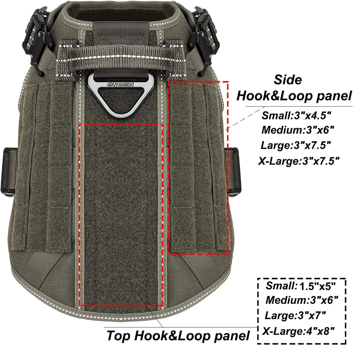 Tactical Dog Harness for Large Dogs, Reflective No Pull Dog Vest - Medium (Pack of 1) / Green - image 4