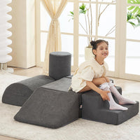 jela 6-piece soft foam climbing blocks for toddlers in brown - view 2