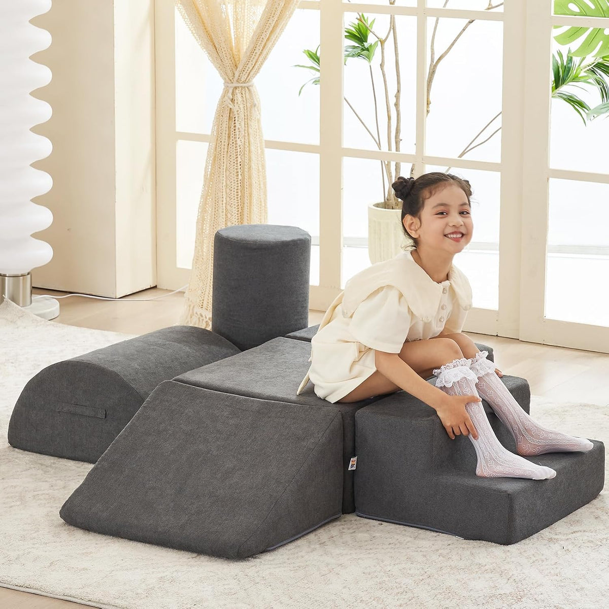 jela 6-piece soft foam climbing blocks for toddlers in brown - view 2