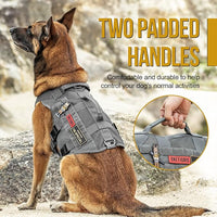 OneTigris Tactical No Pull Dog Harness for Large Dog, Mesh Design Dog Vest Harness Breathable Military Dogs Molle Vests with Handles, Service Dogs Vest Harness for Walking Hiking Training