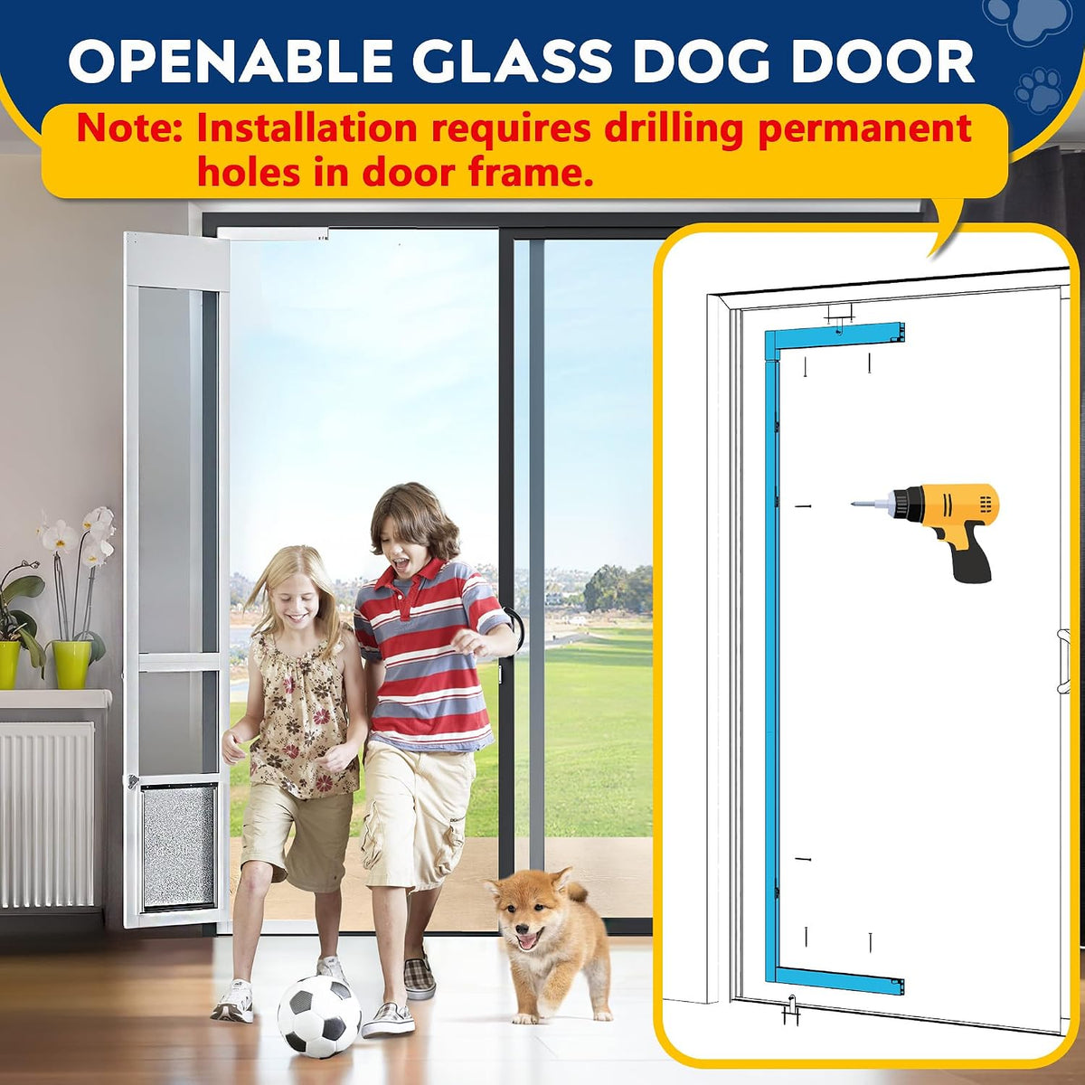 Large Dog Door for Sliding Glass Door - 96" Sliding Door / Medium - 1 Flap - image 3