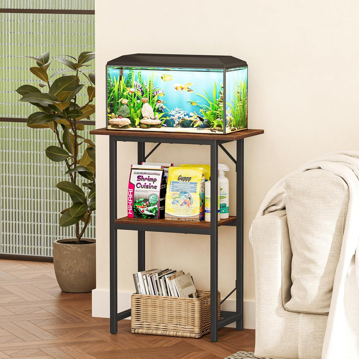 Snughome 10-20 Gallon Fish Tank Stand - Rustic Brown / 20 Gal-2 Tier - image 2