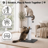 34-Inch Tall Cat Scratching Post for Large Cats, Stable Base - Gray - image 3