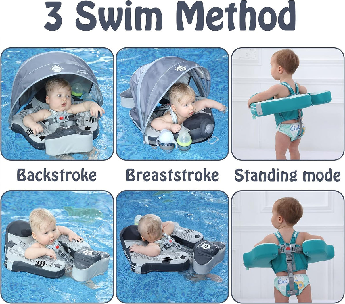 Mambobaby non-inflatable baby float with removable sun canopy and buoyant tail - view 12