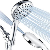 BRIGHT SHOWERS High Pressure Shower Head with Handheld, 9 Spray Settings Showerhead Built in Power Wash to Clean Tub and Pets, Extra Long 69" Hose, Adjustable Bracket, Chrome