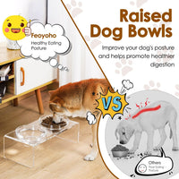 Acrylic Elevated Dog Cat Bowls Pet Feeder Double Bowl Raised Stand - Medium: 5.5'' Height, 34 oz Glass Bowl - image 4