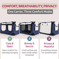 Cat & Dog Pet Carrier, Fits 2 Cats or Medium Dog Comfortably - Navy / Large - image 2