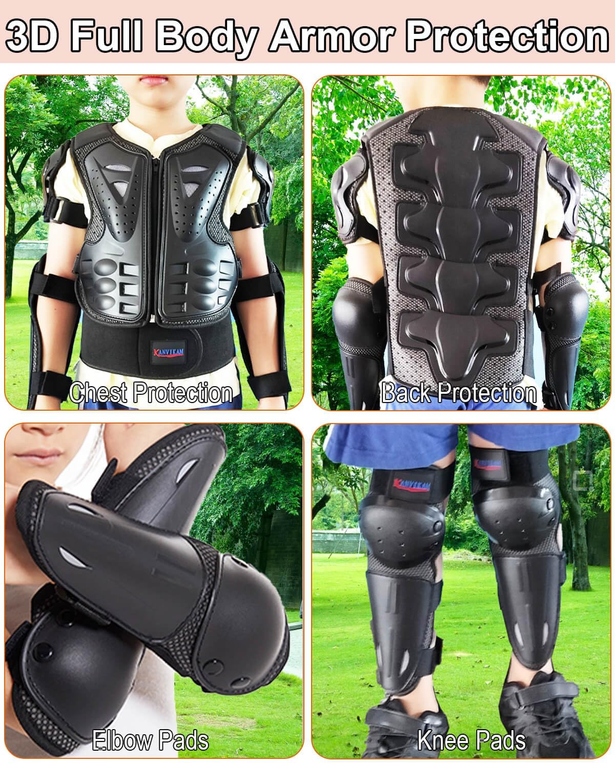DBaoXiaoMu kids dirt bike gear armor vest suit with chest, back, knee and elbow protection - view 13