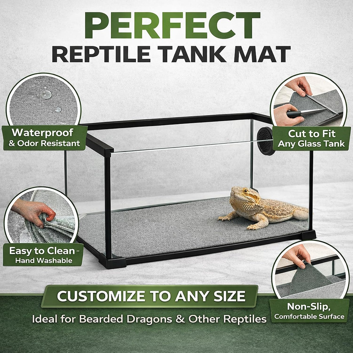 47" x 24" Large Reptile Carpet Terrarium Liner Bedding Reptile - Grey - image 4