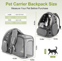 Cat Backpack Carrier, Breathable Cat Carrier Large Space Bubble Pet Backpack for Kitty Small Dog up - Square Expandable- Grey - image 2