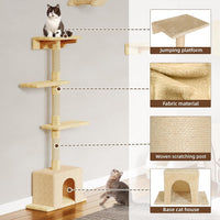 Cat Wall Shelves, 9-in-1 Wood Cat Wall Furniture Set, Burlywood – Essentials for Cats - Beige / 26 Piece Set - image 3