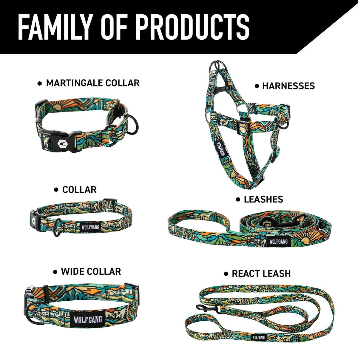 Wolfgang Heavy Duty Martingale Dog Collar with Quick Release Nylon - WesternSky Print / Large (1 Inch x 18-22 Inch) - image 4