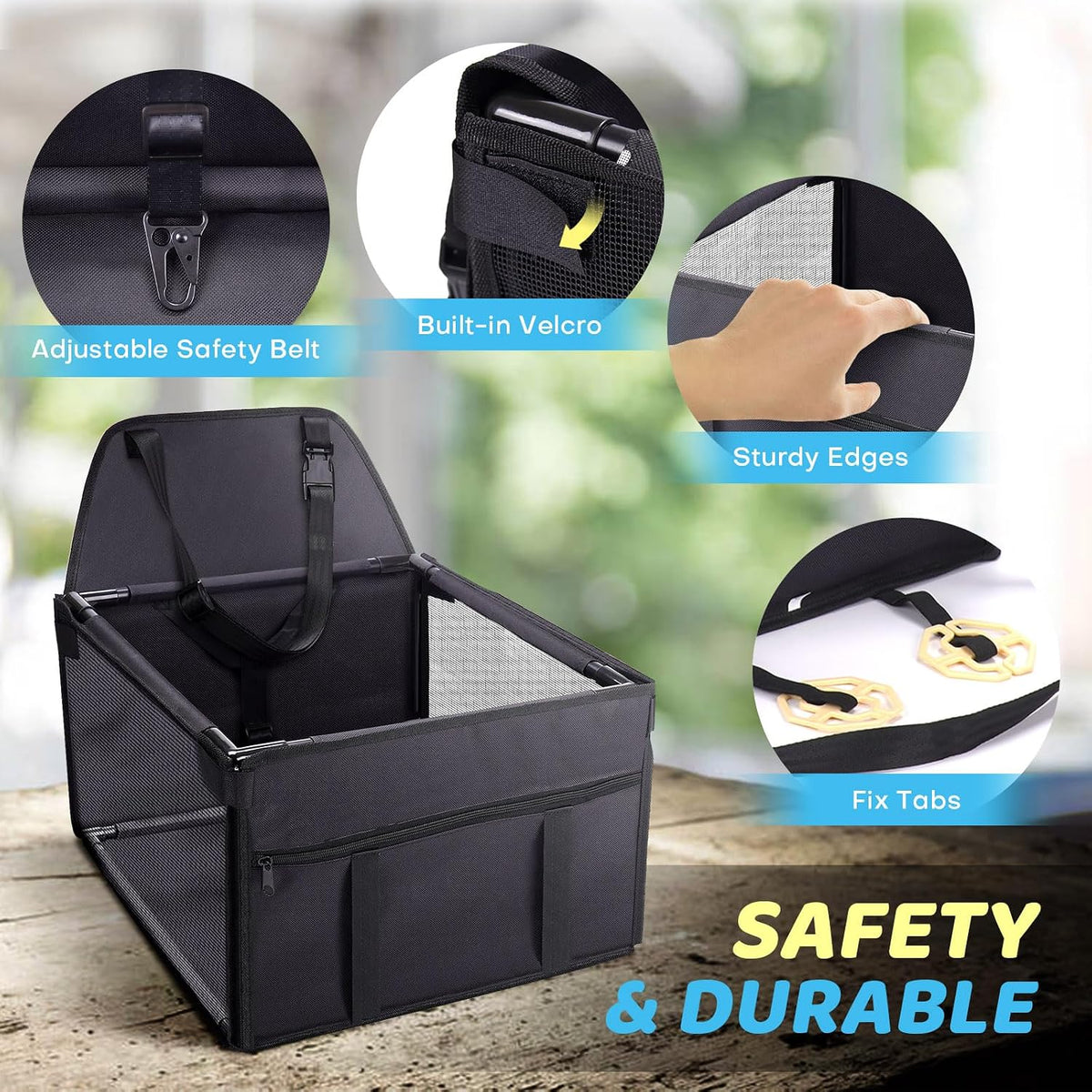 GENORTH Dog Car Seats for Small and Medium Dogs - Cationic Black / Up to 11 lb - image 4