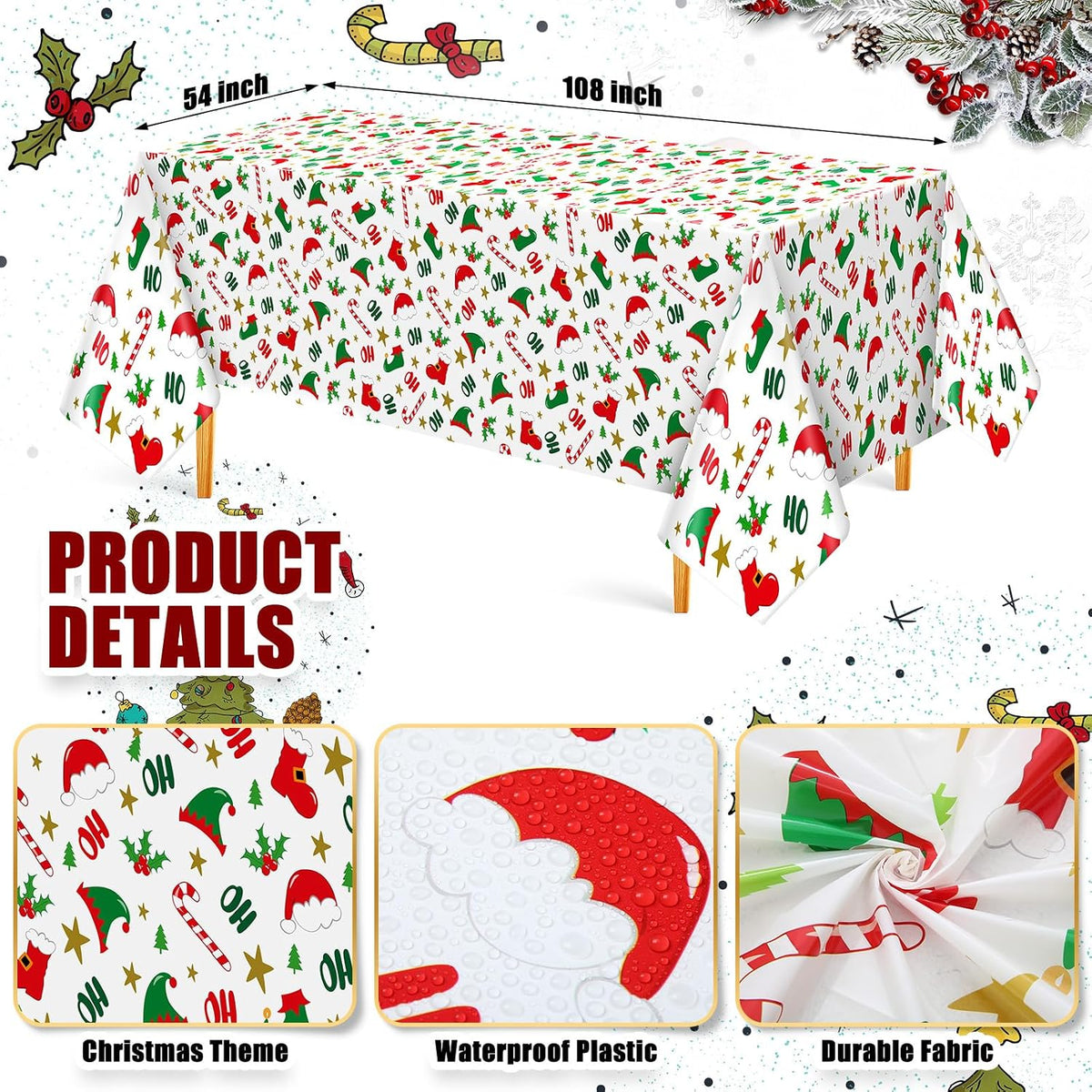Newwiee 3 pack Halloween plastic tablecloths with candy corn print, 108 x 54 inches - view 23