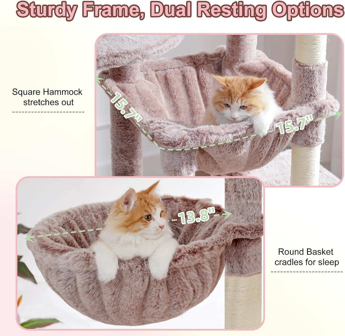 Heybly Cat Tree, 76-Inch Tall Heavy Duty Cat Tower for Big Cats HCT039G – Essentials for Cats - Rosy Brown / 76.8 inch - image 4