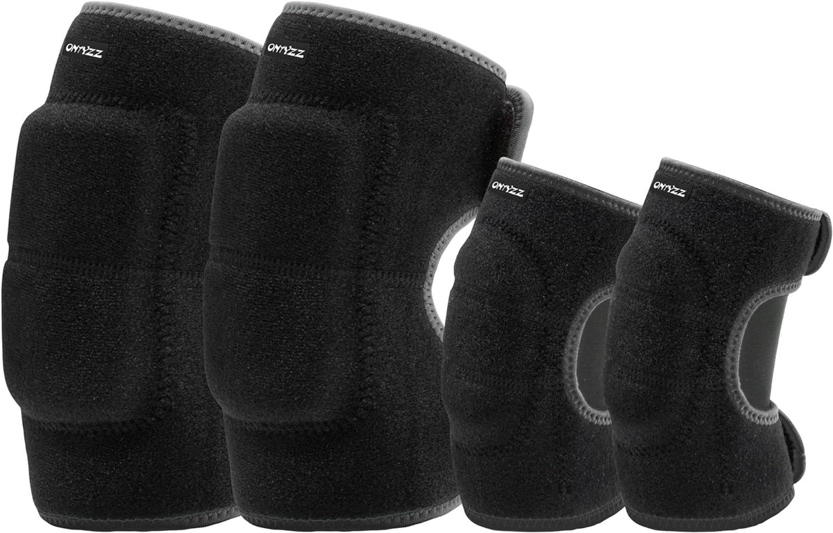 ONTYZZ Kids Soft Knee Pads and Thickened SBR Elbow Pads Adjustable - Black / Elbow/S+knee/S