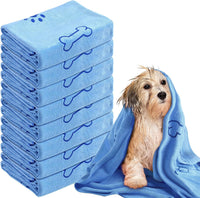 Peryiter 8 Pcs Dog Towels Pet Bath Drying Towels 55 x 28 Inches Large - Blue