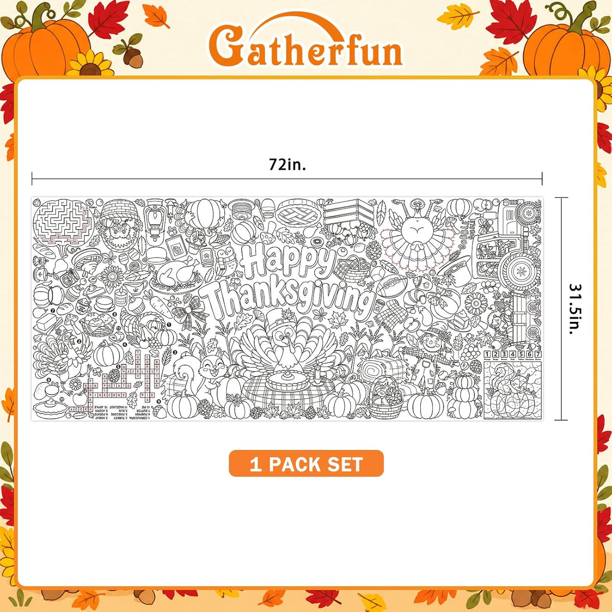 Halloween Activity Poster, Halloween Tablecloth for Kids - Colour - image 2