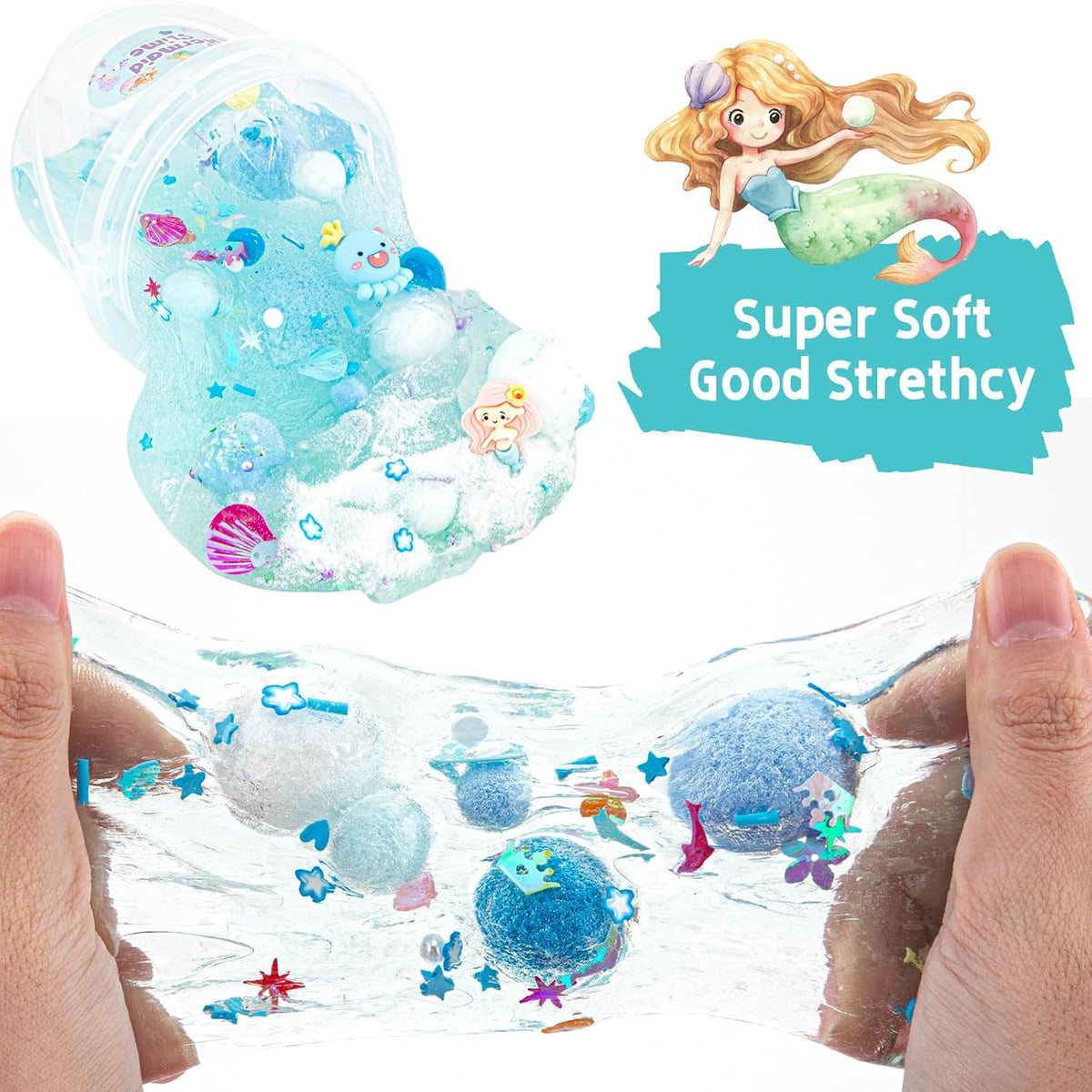Astronaut Galaxy Slime for Kids, Big Slime Bucket with Clay - Blue Slime - image 4