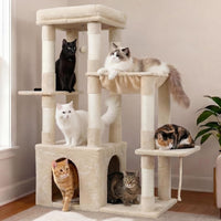 Heybly Heavy Duty Cat Tree with Large Base for Large Indoor Cats - Beige / L