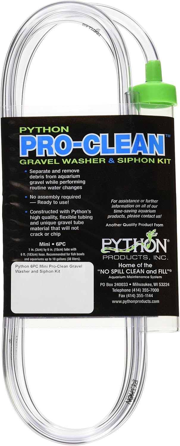 Python Pro Clean-Mini 1" x 6" Tube with 6 ft. Hose – Essentials for Fish - 1 Count (Pack of 1)