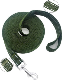 Nylon Training Dog Leash for Small Medium Large Dogs, Camping - Reflective Green / 1" x 50ft - image 2