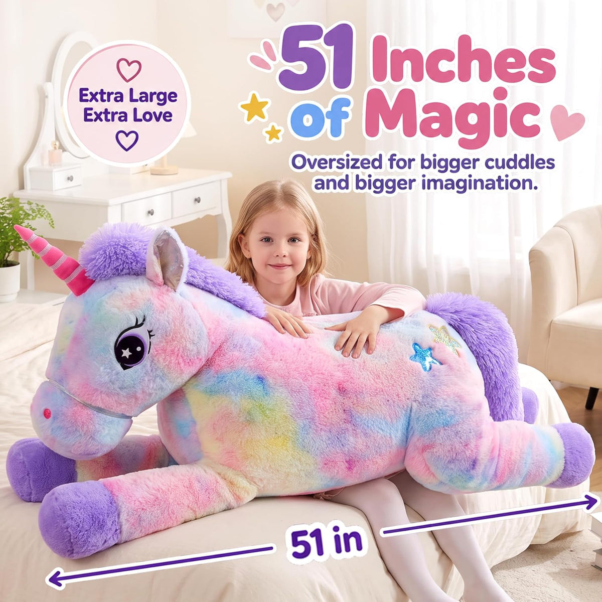 IKASA 43" Giant Unicorn Stuffed Animal, Super Soft - Polychrome - image 2