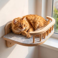 Cat Wall Shelves, Modern Cat Wall Furniture for Indoor Cats - Large / Natural Wood, 3 Steps + Perch - image 3