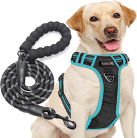 tobeDRI No Pull Dog Harness Adjustable Reflective Oxford Easy Control - Black/Blue / Large
