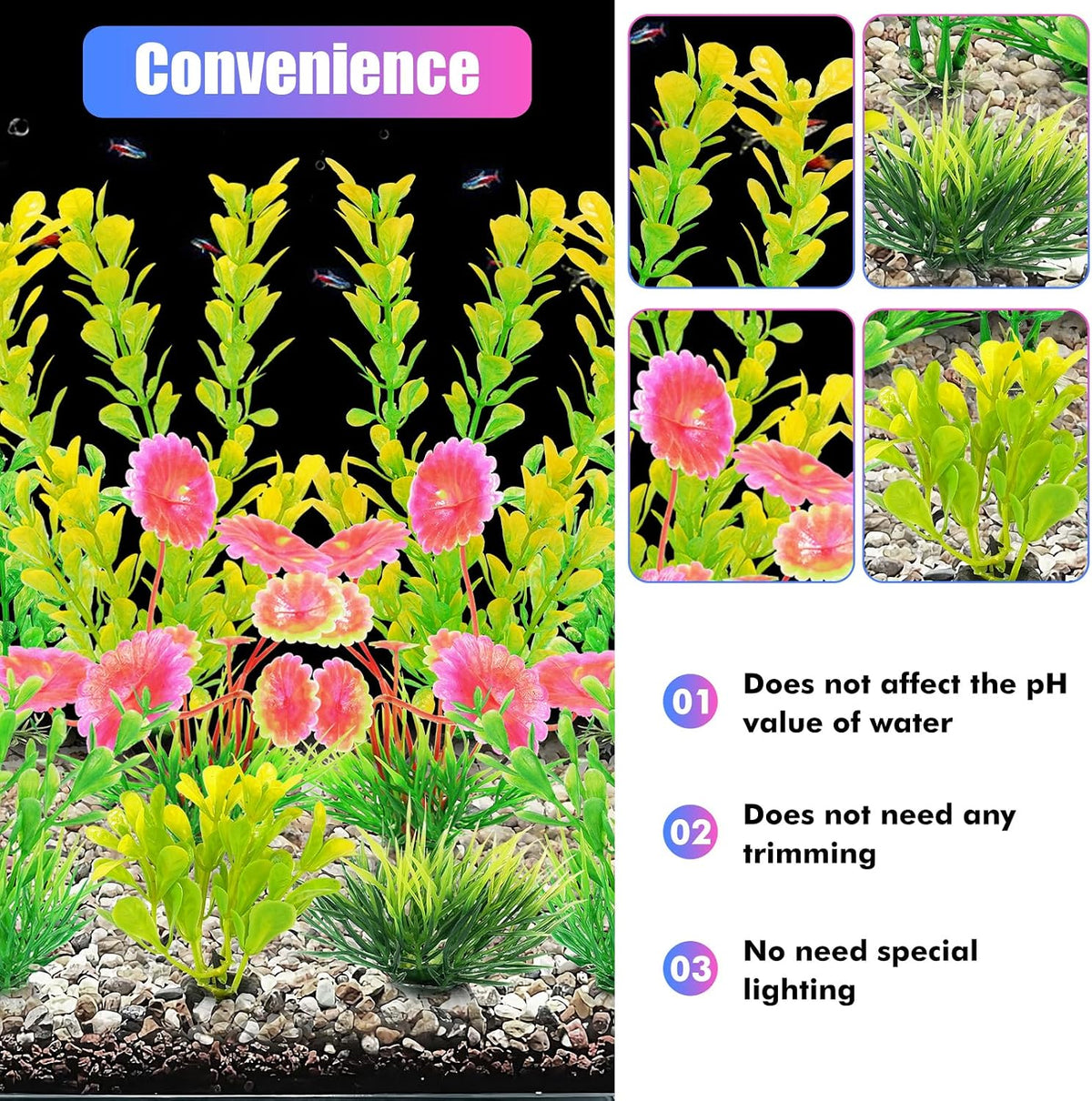 AQUANEAT Artificial Fish Tank Plants - Yellow - image 4