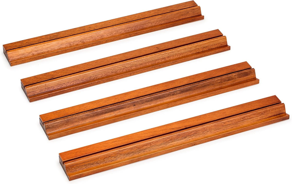 Yellow Mountain Imports chestnut wooden mahjong racks with magnetic pushers, set of 4, 18 inches - view 6
