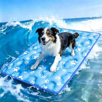 Dog Cooling Mat, Extra Large Cooling Dog Bed Mat for Indoor & Outdoor, Q-Max>0.5, Machine Washable - Blue / X-Large