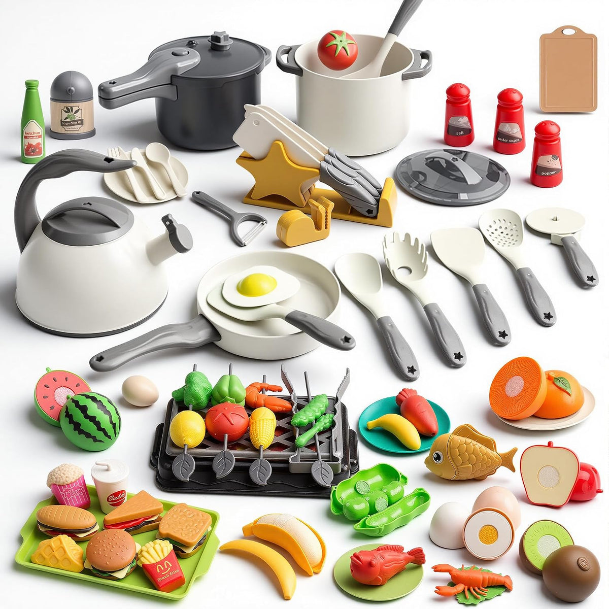 105Pcs Kids Kitchen Toy Accessories - White