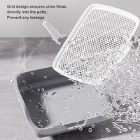 Fabater Dog Potty Toilet Training Tray, Portable Multifunctional Mesh Puppy Training Toilet Pad Holder with Bafflel for Small Dogs Puppies (Gray)
