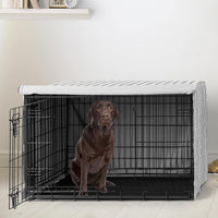 Sweet Jojo Designs 24in. Small Dog Crate Cover Pet Cage - White and Grey Stripe / 42.0"L x 28.5"W x 30.0"H - image 2