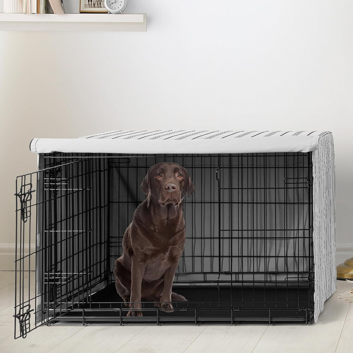 Sweet Jojo Designs 24in. Small Dog Crate Cover Pet Cage - White and Grey Stripe / 42.0"L x 28.5"W x 30.0"H - image 2