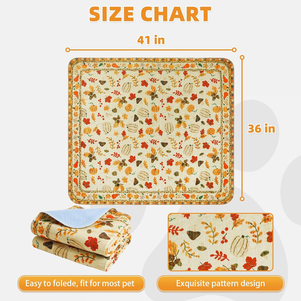 Washable Pee Pads for Dogs, Nonslip and Leak-Proof Dog Pee Pads - Thanksgiving Orange / 36" x 41" (2 Pack) - image 3