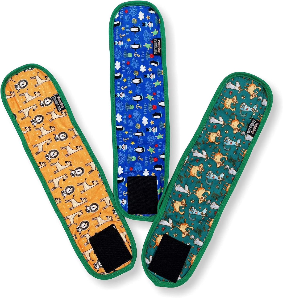 Pack of 3 Dog Belly Band Puppy Diapers Male Boy Belly Wrap Reusable - L: Waist 15" - 17" / Pack of 3 - Green Trim - image 3